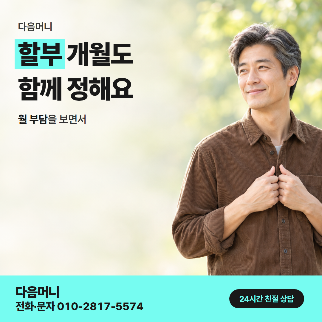 다음머니 국민카드카드깡 개월 나눔 안내